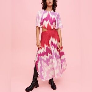Maje Asymmetrical Tie-Dye Scarf Dress – Pink | Size 34/XS